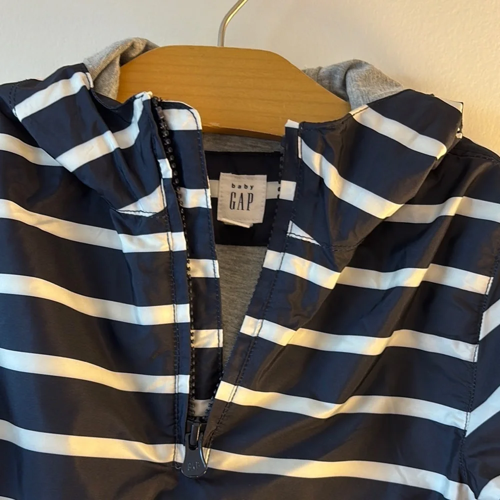 Striped Hooded Jacket in Navy and White - Picture 3 of 3